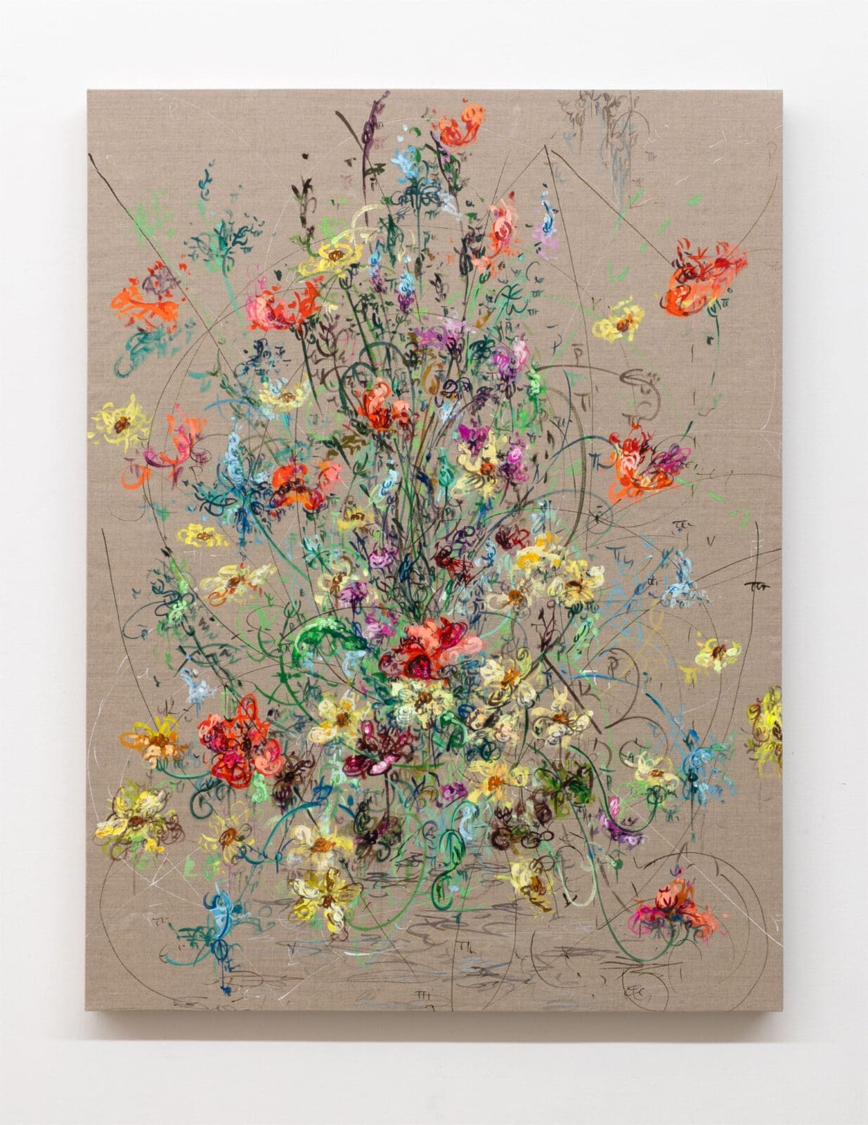 Kysa Johnson, "Untitled 2 (Ghosts In Common - Necessary Beauty -
Subatomic Decay Patterns and Farm Flowers)," 2026, at Morgan Lehman Gallery 