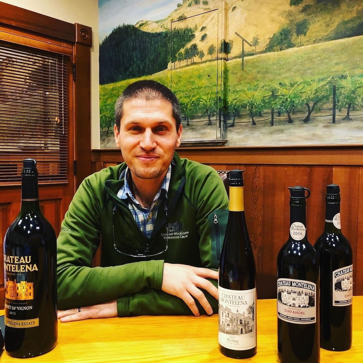 Matthew Crafton and I tasted through some wines at Chateau Montelena in 2019. (Brockhaus Images)