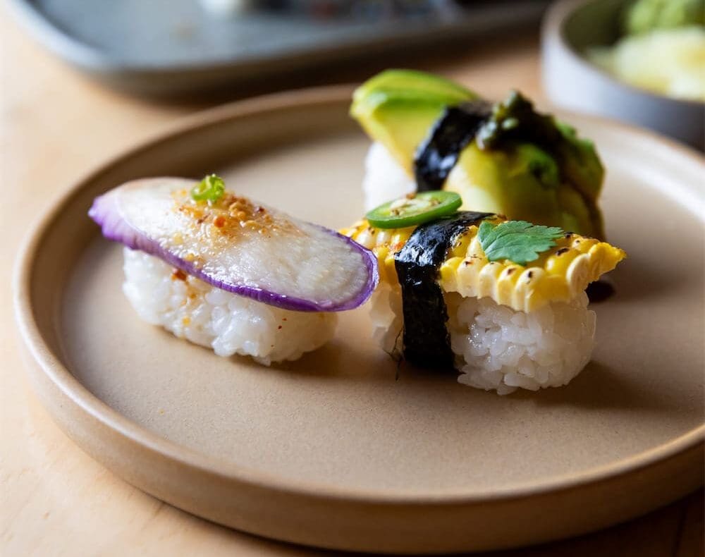 The vegetable nigiri are a highlight of the menu at Neighborhood Sushi. (Photo by Justin Cook)