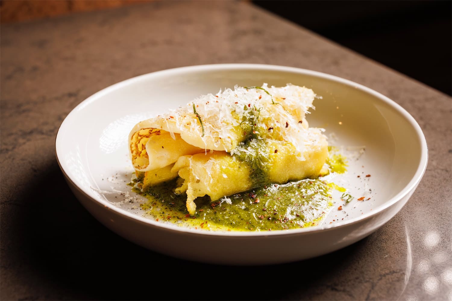 The testaroli is an authentic Italian dish you must try when dining at Trattoria Bugatti. (Samantha Marie Photography)