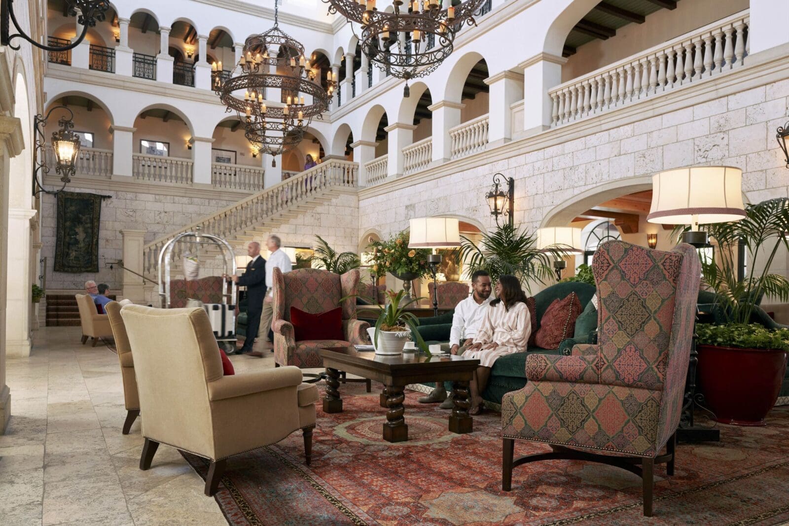 There are plenty of beautiful places to sit and sip at Sea Island, including the lounge at The Cloister. (Photo by Sea Island)